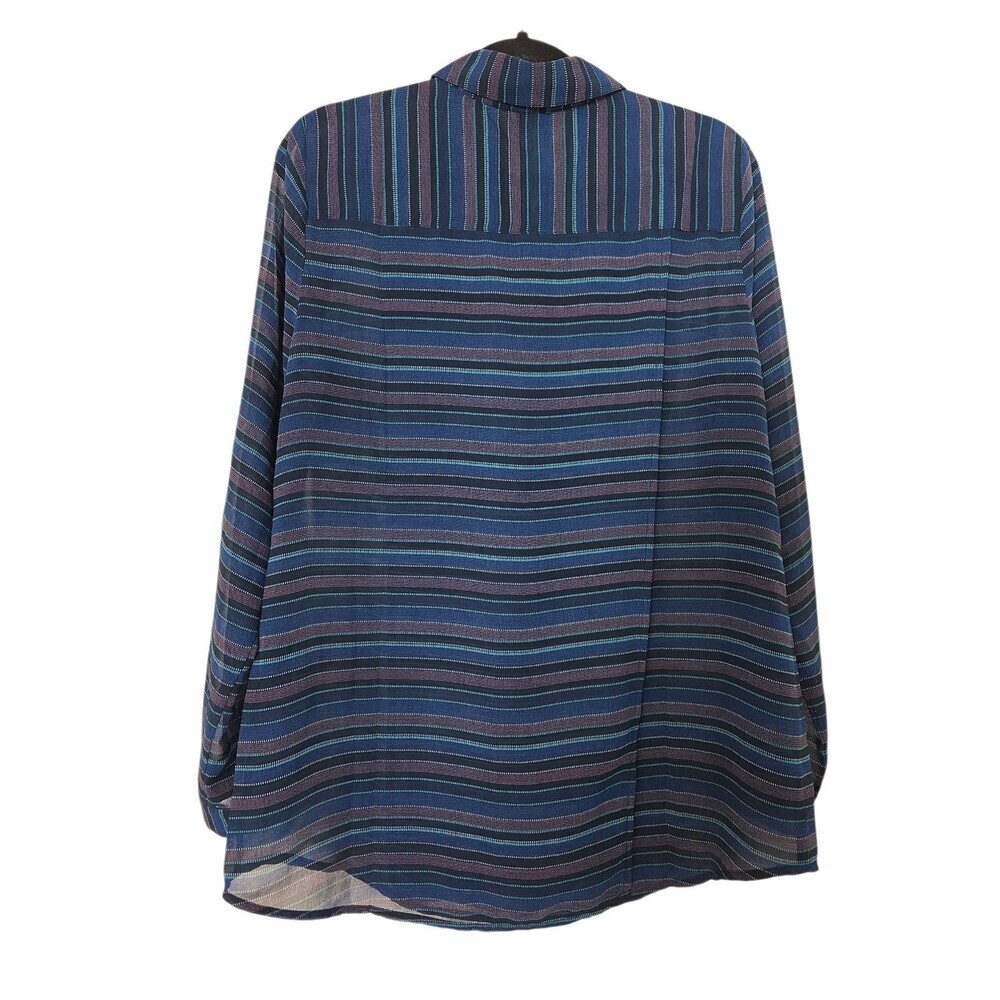 Cabi Womens Alex Button Down Top Blouse Size Medium Blue Purple Striped Sheer - Picture 2 of 4